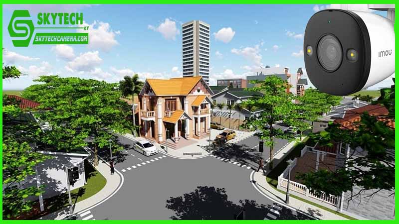 Sử dụng camera Imou IPC-F22FP để kiểm tra an ninh khu vực xung quanh khu nhà ở.